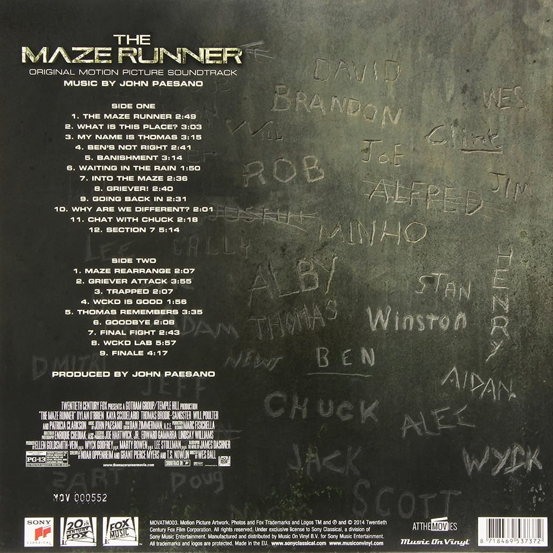 The Maze Runner - Music By John Paesano (LP, O.S.T., Music On Vinyl) - Image 2