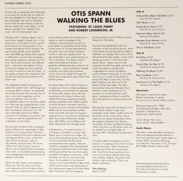 Otis Spann - Walking the Blues (LP,Pure Pleasure) - Image 2