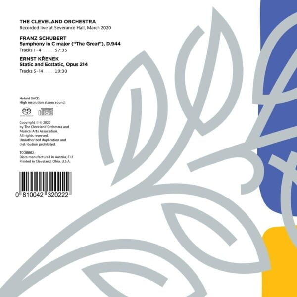 Schubert: Symphony No. 9 & Krenek: Static and Ecstatic (SACD, Cleveland Orchestra) - Image 2