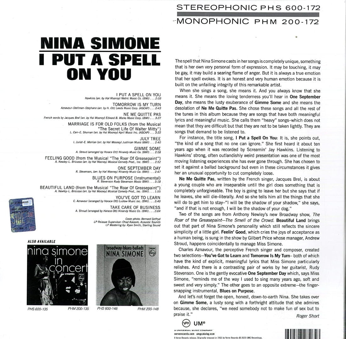 Nina Simone - I Put A Spell On You (LP, Verve) - Image 2