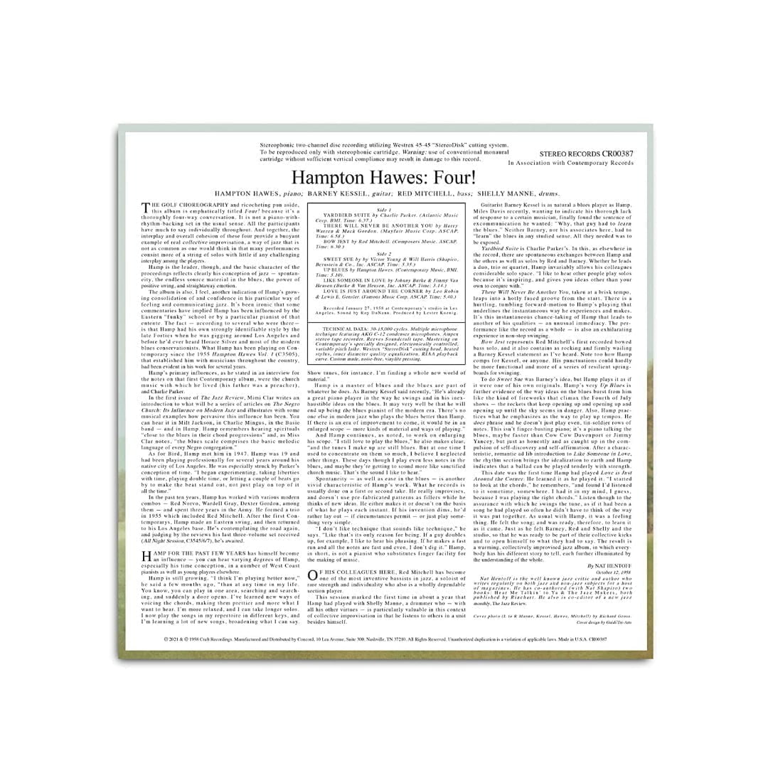 Barney Kessel - Four! (LP, Craft Recordings) - Image 2