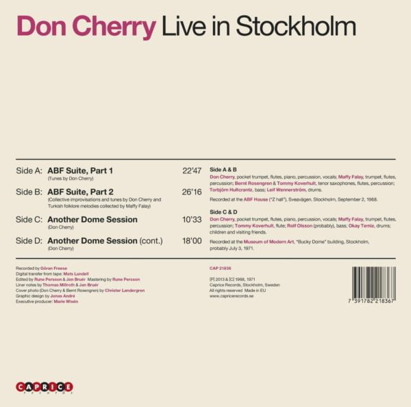 Don Cherry - Live In Stockholm (2LPs, Caprice) - Image 2