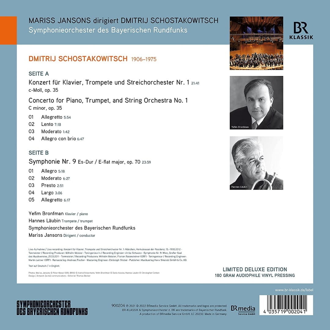 Shostakowitsch - Konzert fur Klavier, Trompete und Streichorchester (LP, BR Klassik) - Image 2