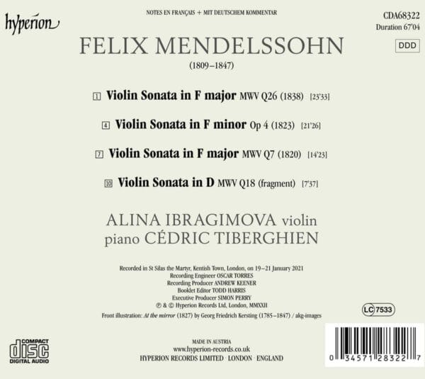 Mendelssohn: Violin Sonatas (CD, Hyperion) - Image 4