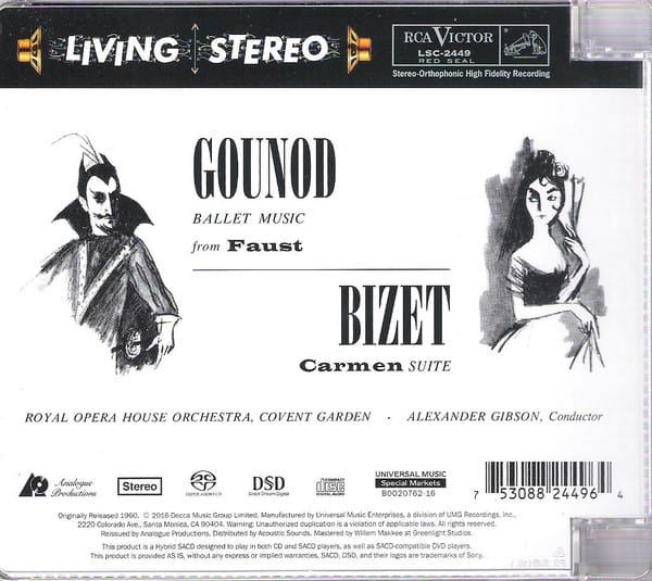 Gounod/Bizet - Faust Ballet Music / Carmen Suite (Hybrid CD/SACD, Analogue Productions) - Image 2