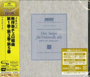 J.S.Bach - Suites For Solo Violoncello No.1, No.3 & No.5 (P. Fournier) (Archiv, SHM-CD)