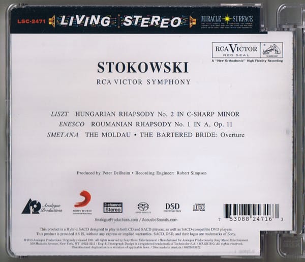 Liszt/ Enescu / Smetana - Rhapsodies (Stokowski) (Hybrid CD/SACD, Analogue Productions) - Image 2
