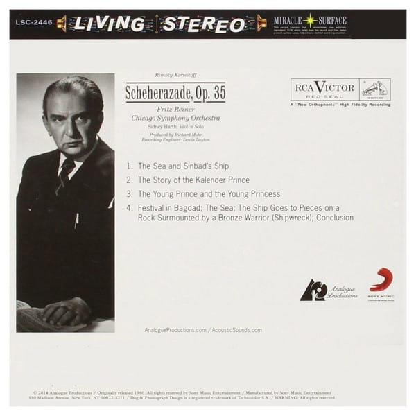 Rimsky-Korsakoff - Scheherazade (Reiner, Chicago SO) (Hybrid CD/SACD, Analogue Productions) - Image 2
