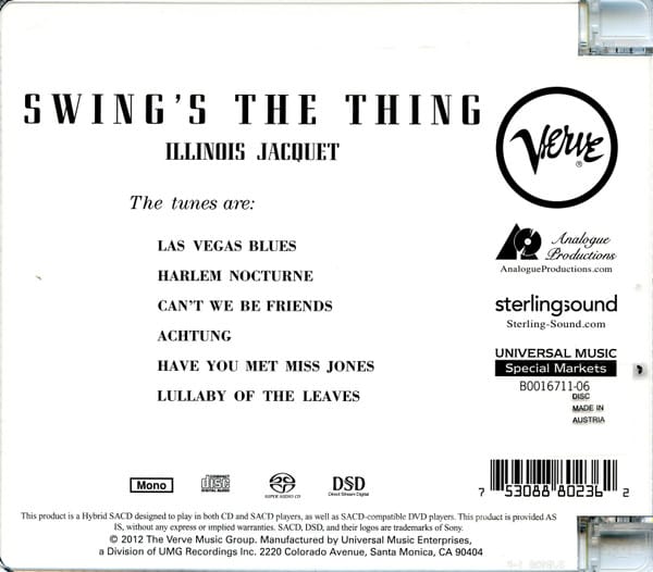 Illinois Jacquet - Swing's The Thing (Hybrid CD/SACD, Analogue Productions) - Image 2